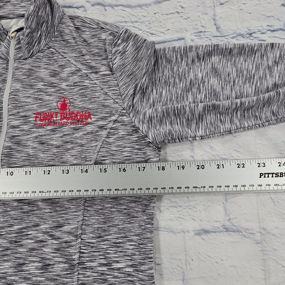 Zero Restriction Pullover WOMENS M Grey Space Dye 1/4 Zip Funky Buddha Thumbhole - Picture 5 of 12